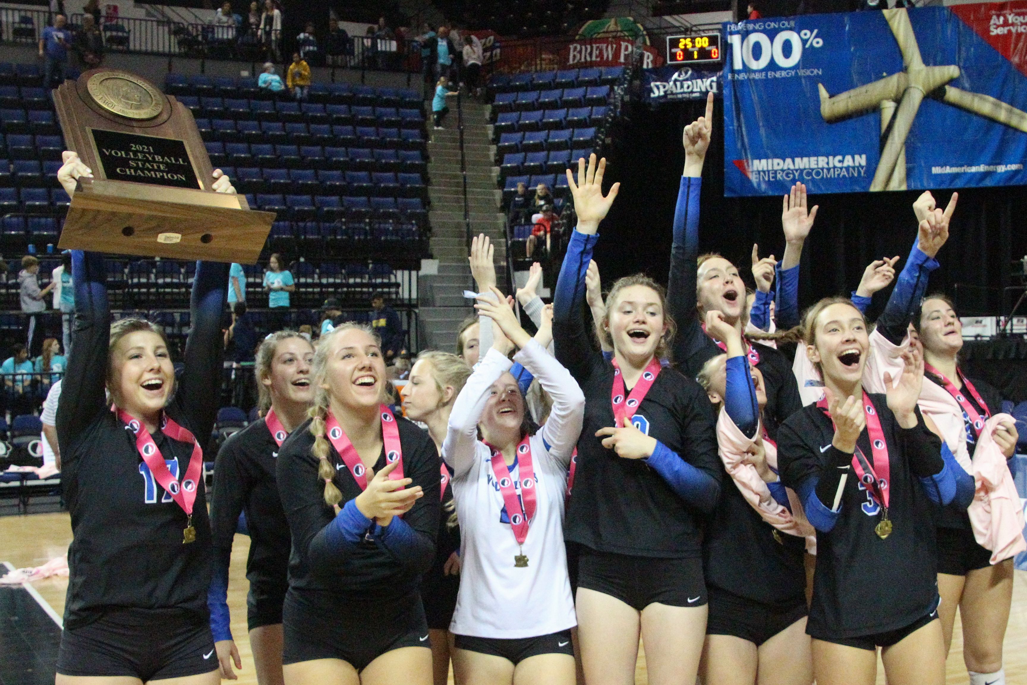 Dike-New Hartford volleyball won the state title for the second-consecutive season in another dominant performance in Cedar Rapids. (Jake Ryder photo)