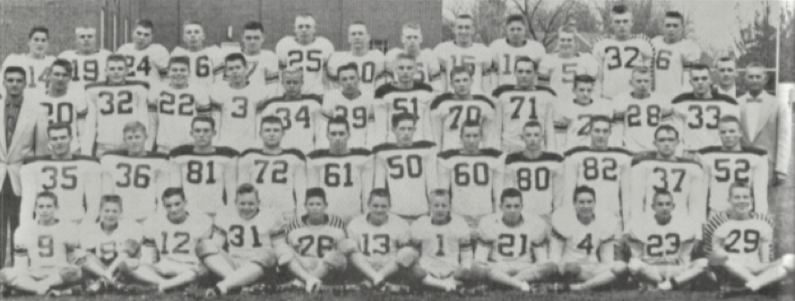 The 1958 football team, coached by Bub Bitcon, went undefeated for the season with an 8-0 record while outscoring opponents 312-73. Hall of Famer Bill Smith (#35) rushed for over 1300 yards on 106 carries averaging over 12 yards/carry.