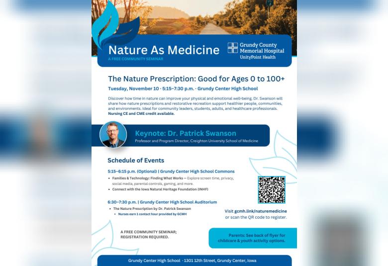 Grundy County Memorial Hospital is Hosting a Nature as Medicine Seminar on Nov. 10. (Photo Courtesy of GCMH)