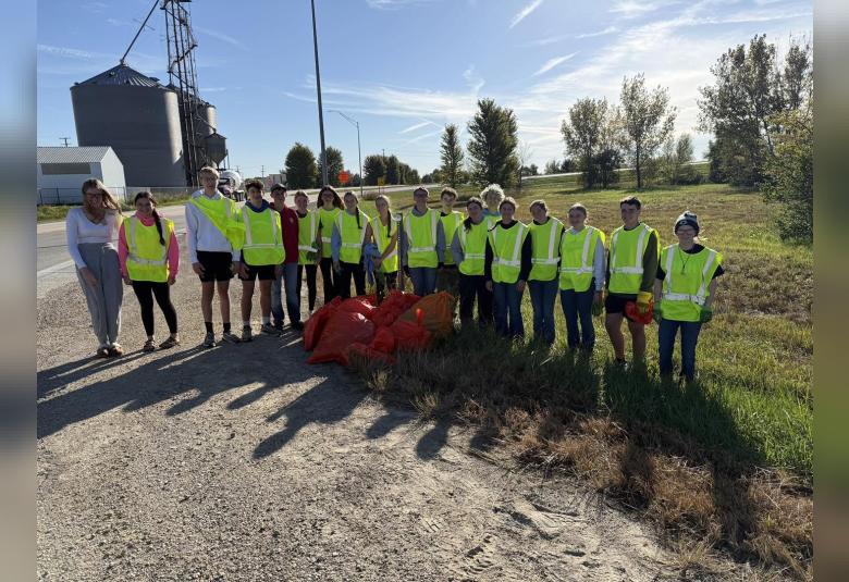 DNH FFA members clean a stretch of Hwy 20 as part of the Adopt-A-Highway Program on Oct 7, 2026 (Photo Courtesy of DNH FFA)