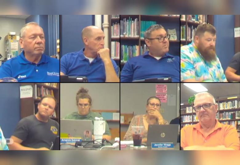 Screenshot/Image taken from the public School Board Meeting stream